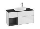 Villeroy und Boch Finion Waschtischunterschrank G942GKMT 120cm, Abdeckplatte black matt, Emotion, Regale Anthracite matt lacquer, White matt lacquer