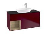 Villeroy und Boch Finion Waschtischunterschrank G942PCHB 120cm, Abdeckplatte black matt, Emotion, Regale Oak Veneer, Peony Matt