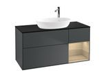 Villeroy und Boch Finion Waschtischunterschrank G952PCHG 120cm, Abdeckplatte black matt, Emotion, Regale Oak Veneer, Midnight Blue Matt Lacquer
