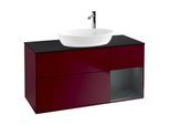 Villeroy und Boch Finion Waschtischunterschrank F952HGHB 120cm, Abdeckplatte black matt, Regale Midnight matt lacquer, Peony Matt