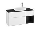 Villeroy und Boch Finion Waschtischunterschrank F952PDGF 120cm, Abdeckplatte black matt, Regale Black matt lacquer, Glossy white lacquer