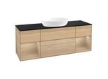 Villeroy und Boch Finion Waschtischunterschrank FD02PCPC 120cm, Abdeckplatte black matt, Regale Oak Veneer, Oak Veneer