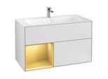 Villeroy und Boch Finion Waschtischunterschrank G030HFMT 99,6x59,1cm, Wandbeleuchtung, Regal links Gold matt, White matt lacquer