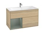 Villeroy und Boch Finion Waschtischunterschrank G030GMPC 99,6x59,1cm, Wandbeleuchtung, Regal links Olive Matt Lacquer, Oak Veneer