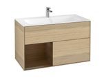 Villeroy und Boch Finion Waschtischunterschrank G030GNPC 99,6x59,1cm, Wandbeleuchtung, Regal links Walnut veneer, Oak Veneer