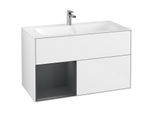 Villeroy und Boch Finion Waschtischunterschrank G030HGGF 99,6x59,1cm, Wandbeleuchtung, Regal links Midnight Blue Matt Lacquer, Glossy white lacquer