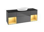 Villeroy und Boch Finion Waschtischunterschrank GD02HFGK 120cm, Abdeckplatte black matt, Emotion, Regale Gold matt lacquer, Anthracite matt
