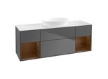 Villeroy und Boch Finion Waschtischunterschrank GD01GNGK 120cm, Abdeckplatte white matt, Emotion, Regale Walnut Veneer, Anthracite matt