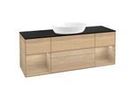 Villeroy und Boch Finion Waschtischunterschrank GD02PCPC 120cm, Abdeckplatte black matt, Emotion, Regale Oak Veneer, Oak Veneer