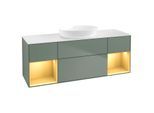 Villeroy und Boch Finion Waschtischunterschrank GD01HFGM 120cm, Abdeckplatte white matt, Emotion, Regale Gold matt lacquer, Olive Matt Lacquer
