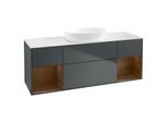 Villeroy und Boch Finion Waschtischunterschrank GD01GNHG 120cm, Abdeckplatte white matt, Emotion, Regale Walnut Veneer, Midnight Blue Matt Lacquer