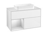Villeroy und Boch Finion Waschtischunterschrank F651MTGF 100x60,3x50,1cm, Regal links White matt lacquer, Glossy white lacquer