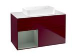 Villeroy und Boch Finion Waschtischunterschrank F651GMHB 100x60,3x50,1cm, Regal links Olive Matt Lacquer, Peony Matt