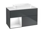 Villeroy und Boch Finion Waschtischunterschrank F651GFHG 100x60,3x50,1cm, Regal links Glossy white lacquer, Midnight Blue Matt Lacquer