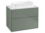 Villeroy und Boch Finion Waschtischunterschrank F63100GM 80x60,3x50,1mm, Glass White Matt, Olive Matt Lacquer