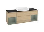 Villeroy und Boch Finion Waschtischunterschrank G742GMPC 160x60,3x50,1cm, Regale Olive matt lacquer, Oak Veneer