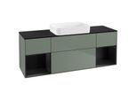 Villeroy und Boch Finion Waschtischunterschrank G742PDGM 160x60,3x50,1cm, Regale Black matt lacquer, Olive Matt Lacquer