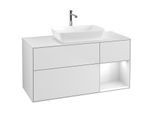 Villeroy und Boch Finion Waschtischunterschrank G831GFMT 120cm, Abdeckplatte white matt, Emotion, Regale Glossy white lacquer, White matt lacquer