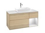 Villeroy und Boch Finion Waschtischunterschrank G831MTPC 120cm, Abdeckplatte white matt, Emotion, Regale White matt lacquer, Oak Veneer