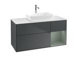 Villeroy und Boch Finion Waschtischunterschrank F831GMHG 120cm, Abdeckplatte white matt, Regale Olive matt lacquer, Midnight Blue Matt Lacquer