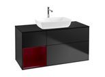 Villeroy und Boch Finion Waschtischunterschrank G822HBPD 120cm, Abdeckplatte black matt, Emotion, Regale Peony matt lacquer, Black matt lacquer