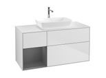 Villeroy und Boch Finion Waschtischunterschrank G821GKMT 120cm, Abdeckplatte white matt, Emotion, Regale Anthracite matt lacquer, White matt lacquer
