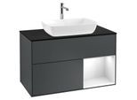 Villeroy und Boch Finion Waschtischunterschrank G782GFHG 100cm, Abdeckplatte black matt, Emotion, Regale Glossy white lacquer, Midnight Blue Matt Lacquer