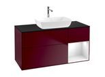 Villeroy und Boch Finion Waschtischunterschrank F832GFHB 120cm, Abdeckplatte black matt, Regale Glossy white lacquer, Peony Matt