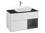 Villeroy und Boch Finion Waschtischunterschrank G782HGMT 100cm, Abdeckplatte black matt, Emotion, Regale Midnight matt lacquer, White matt lacquer