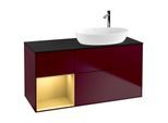 Villeroy und Boch Finion Waschtischunterschrank F922HFHB 120cm, Abdeckplatte black matt, Regale Gold matt lacquer, Peony Matt