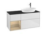 Villeroy und Boch Finion Waschtischunterschrank F922PCMT 120cm, Abdeckplatte black matt, Regale Oak Veneer, White matt lacquer
