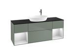 Villeroy und Boch Finion Waschtischunterschrank G982MTGM 160cm, Abdeckplatte black matt, Emotion, Regale White matt lacquer, Olive Matt Lacquer