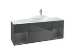 Villeroy und Boch Finion Waschtischunterschrank G981GKHG 160cm, Abdeckplatte white matt, Emotion, Regale Anthracite matt lacquer, Midnight Blue Matt Lacquer