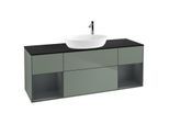 Villeroy und Boch Finion Waschtischunterschrank G982HGGM 160cm, Abdeckplatte black matt, Emotion, Regale Midnight matt lacquer, Olive Matt Lacquer