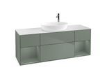 Villeroy und Boch Finion Waschtischunterschrank G981GMGM 160cm, Abdeckplatte white matt, Emotion, Regale Olive matt lacquer, Olive Matt Lacquer