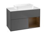 Villeroy und Boch Finion Waschtischunterschrank G661GNGK 100x60,3x50,1cm, Regal rechts Walnut veneer, Anthracite matt