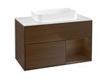 Villeroy und Boch Finion Waschtischunterschrank G661GNGN 100x60,3x50,1cm, Regal rechts Walnut veneer, Walnut veneer