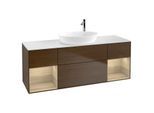 Villeroy und Boch Finion Waschtischunterschrank G981PCGN 160cm, Abdeckplatte white matt, Emotion, Regale Oak Veneer, Walnut veneer