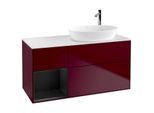 Villeroy und Boch Finion Waschtischunterschrank F921PDHB 120cm, Abdeckplatte white matt, Regale Black matt lacquer, Peony Matt
