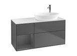 Villeroy und Boch Finion Waschtischunterschrank F921GKGK 120cm, Abdeckplatte white matt, Regale Anthracite matt lacquer, Anthracite matt