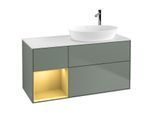 Villeroy und Boch Finion Waschtischunterschrank F921HFGM 120cm, Abdeckplatte white matt, Regale Gold matt lacquer, Olive Matt Lacquer