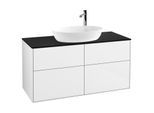 Villeroy und Boch Finion Waschtischunterschrank G91200GF 120x60,3cm, Emotion, Abdeckplatte black matt, Glossy white lacquer
