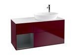 Villeroy und Boch Finion Waschtischunterschrank F921HGHB 120cm, Abdeckplatte white matt, Regale Midnight matt lacquer, Peony Matt