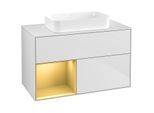 Villeroy und Boch Finion Waschtischunterschrank G651HFMT 100x60,3x50,1cm, Regal links Gold matt, White matt lacquer