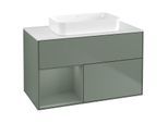Villeroy und Boch Finion Waschtischunterschrank G651GMGM 100x60,3x50,1cm, Regal links Olive Matt Lacquer, Olive Matt Lacquer