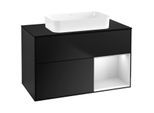 Villeroy und Boch Finion Waschtischunterschrank F662MTPD 100x60,3x50,1cm, Regal rechts White matt lacquer, Black matt lacquer