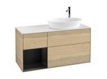 Villeroy und Boch Finion Waschtischunterschrank G921PDPC 120cm, Abdeckplatte white matt, Emotion, Regale Black matt lacquer, Oak Veneer