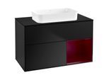 Villeroy und Boch Finion Waschtischunterschrank F662HBPD 100x60,3x50,1cm, Regal rechts Peony, Black matt lacquer