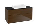 Villeroy und Boch Finion Waschtischunterschrank F67200GN 120x60,3x50,1cm, Glass Black Matt, Walnut veneer