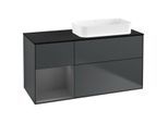 Villeroy und Boch Finion Waschtischunterschrank F682GKHG 120x60,3x50,1cm, Regal links Anthracite matt, Midnight Blue Matt Lacquer